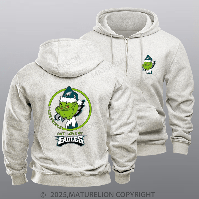 Maturelion Super Bowl Hoodie  Eagles Grinch Zipper Hoodie