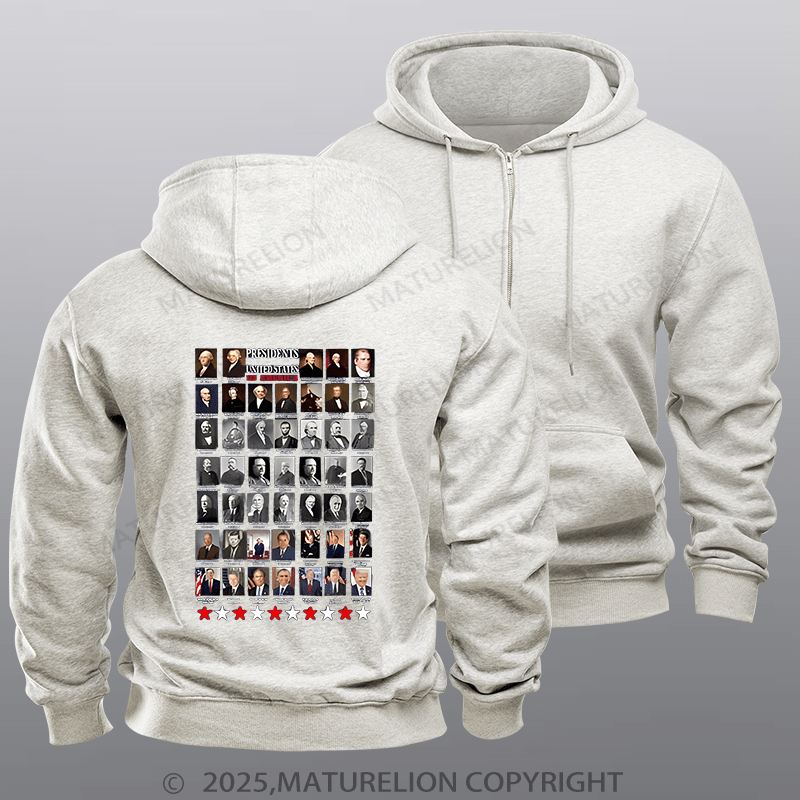 Maturelion  Men's Hoodie Presidents Hoodie  Zipper Hoodie