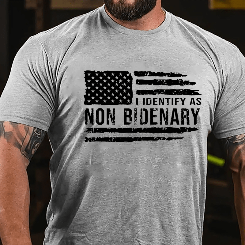 Men's I Identify As Non Bidenary Printed Cotton T-shirt