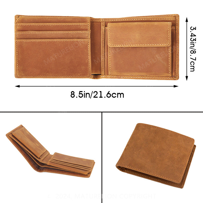 Maturelion Men's Customized Vintage Leather Folding Wallet