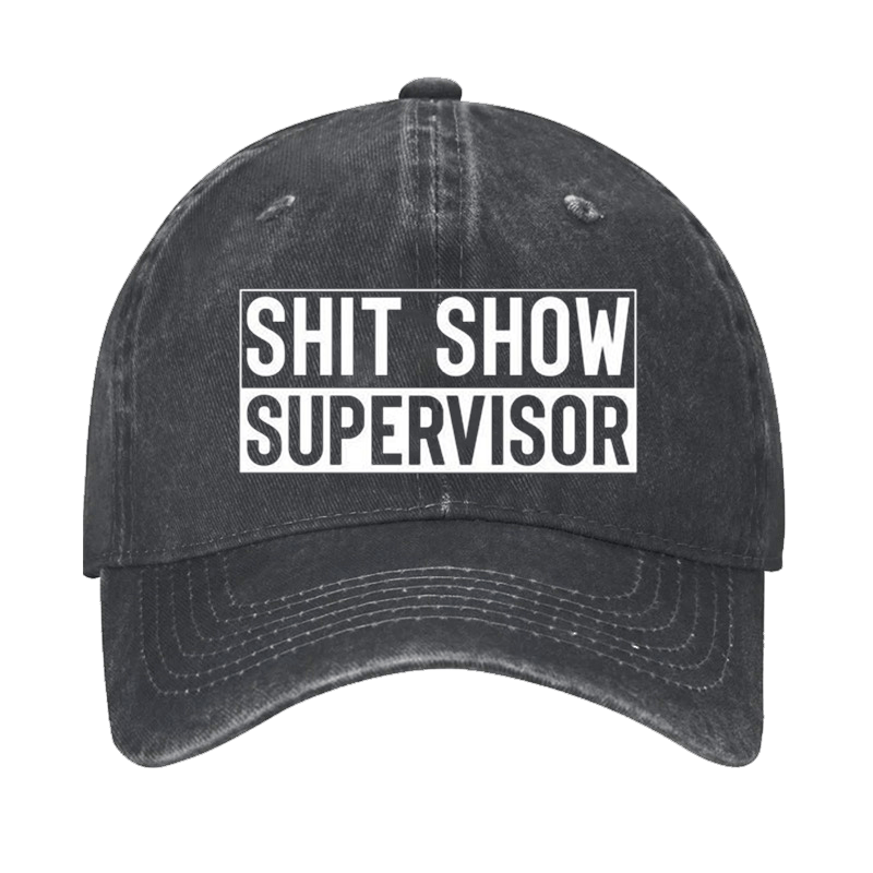 Shit Show Supervisor Funny Text Letters Adjustable Cap