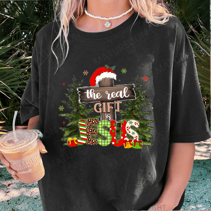 Maturelion Christmas T-Shirt the real gift is jesus Women T-Shirt