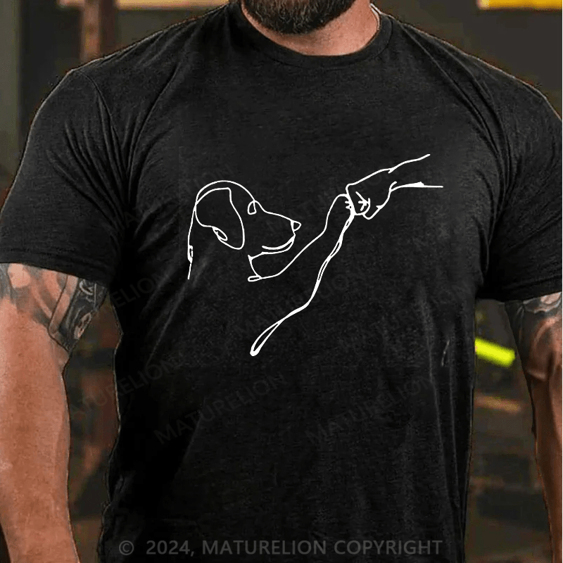 Maturelion Dog Fist Bump Funny Cotton T-Shirt