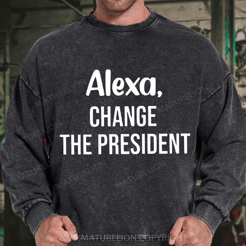 Maturelion Men's Sweatshirts The President  Sweatshirts Washed Sweatshirts