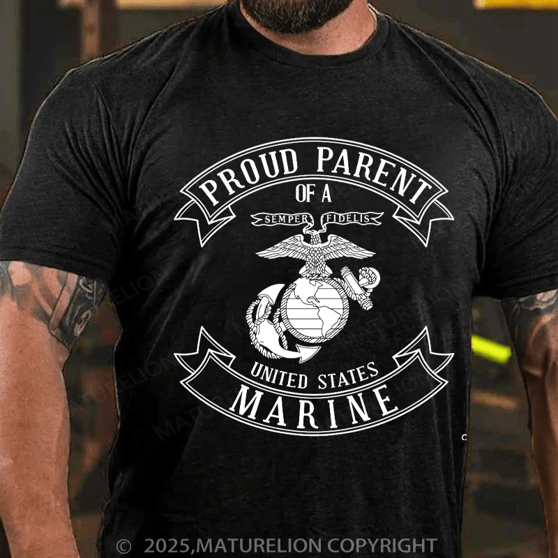 Maturelion Men's T-shirt USMC Proud Mom & Dad T-shirt