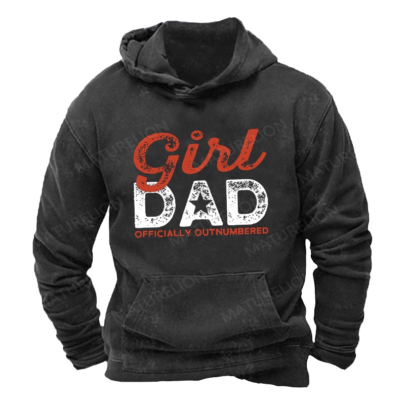 Maturelion Men's Hoodie Girl Dad Officially Outnumbered Funny Print Hoodie