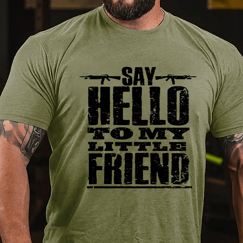 Say Hello To My Little Friend Guns Print Cotton T-shirt