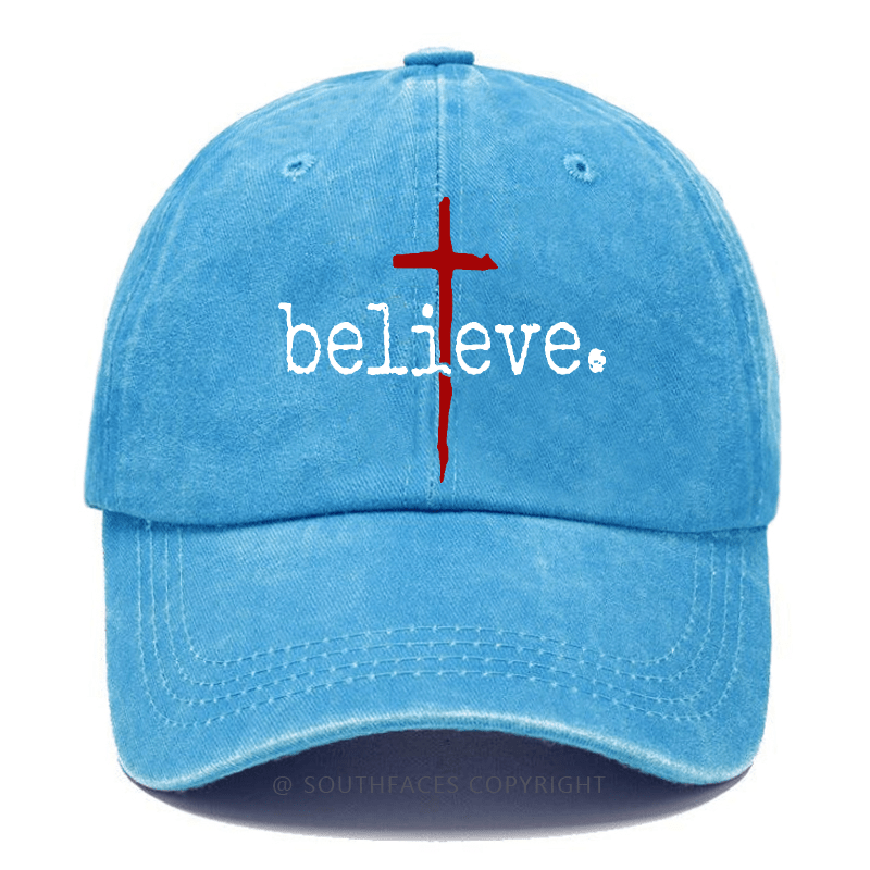 Believe Cross Print Christian Baseball Cap