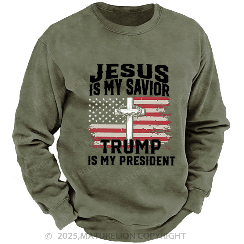 Maturelion Men's Sweatshirts President Trump Sweatshirts Washed Sweatshirts