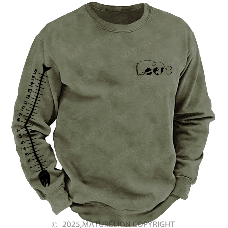 Maturelion Men's Sweatshirt Fishing Ruler Sweatshirt