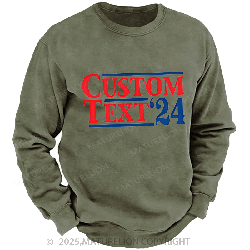 Maturelion Men's Sweatshirts Election Sweatshirts Washed Sweatshirts