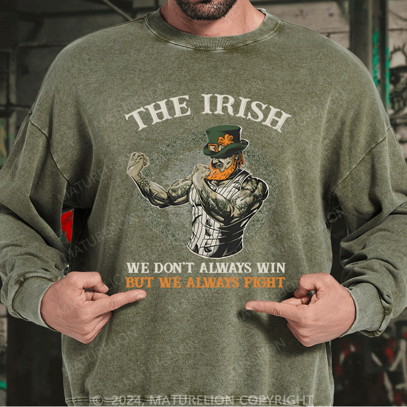 Maturelion St Patrick's Sweatshirt  Fighting Irish Washed Sweatshirt