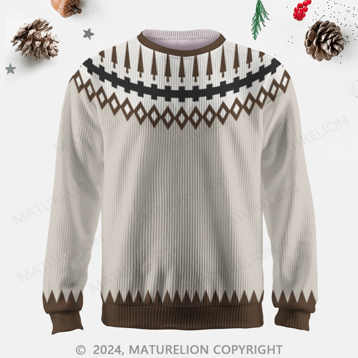 Maturelion Men's Sweater Classic Wool Knit Fair Isle Sweater