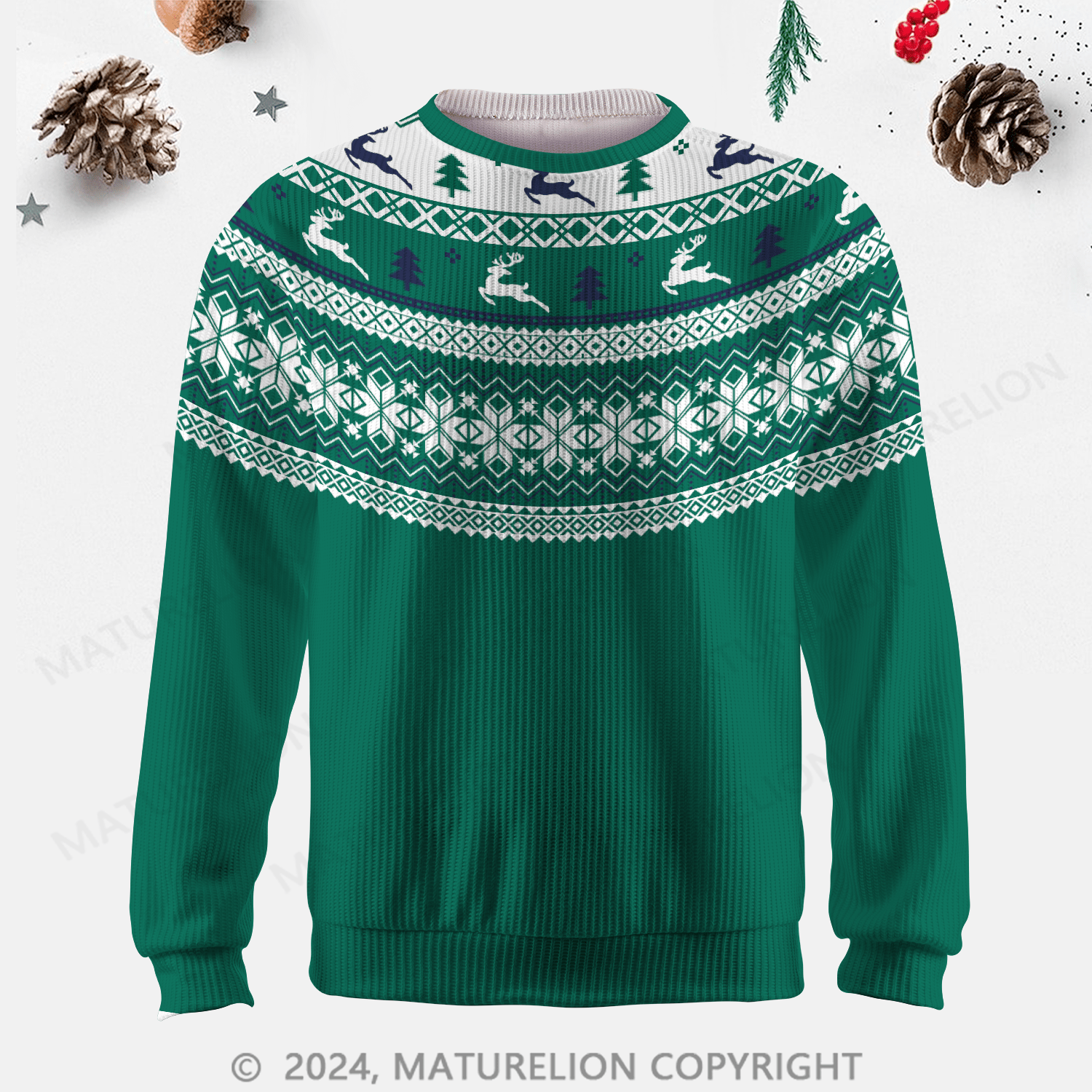 Maturelion Men's Sweater Warm Autumn Fair Isle Sweater