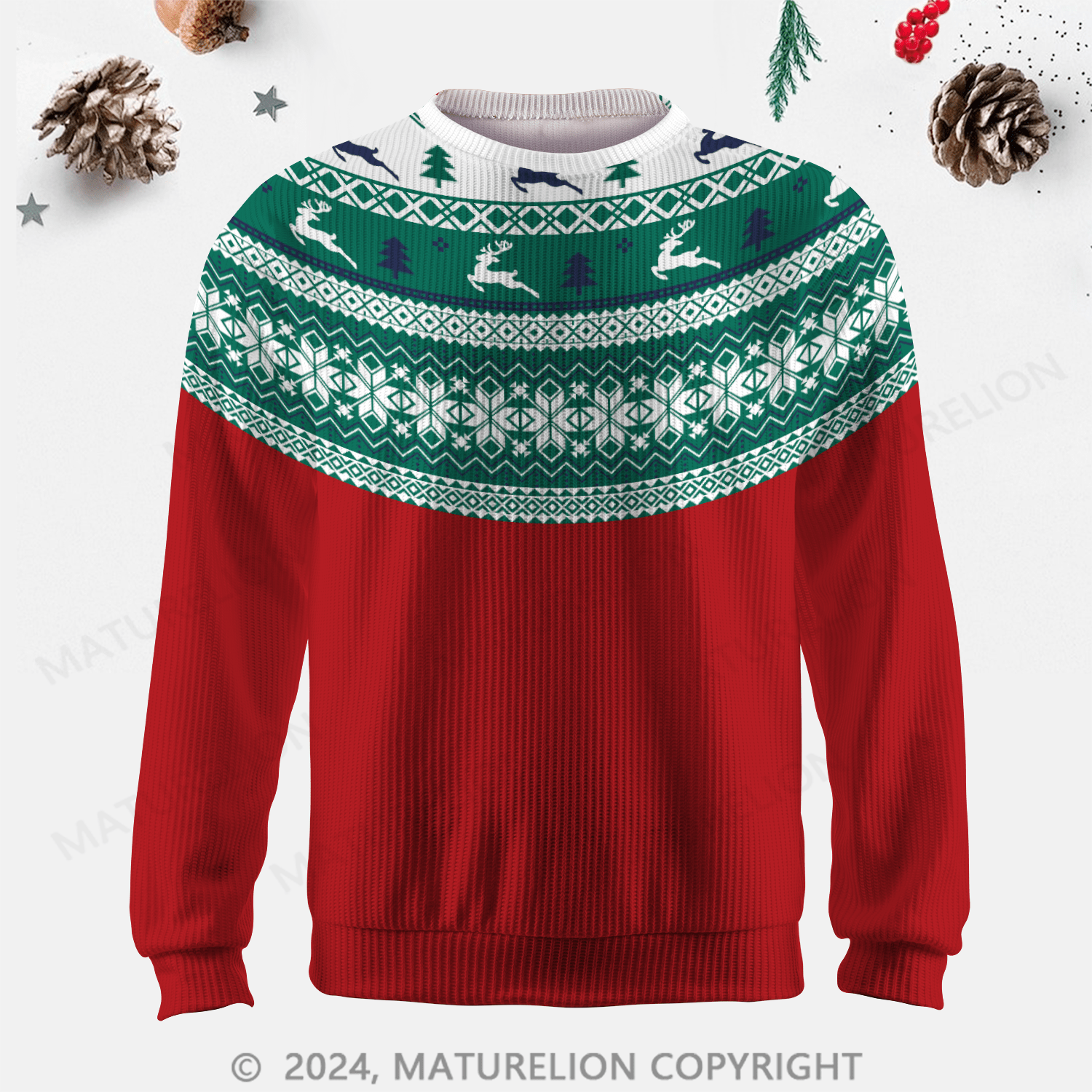 Maturelion Men's Sweater Warm Autumn Fair Isle Sweater