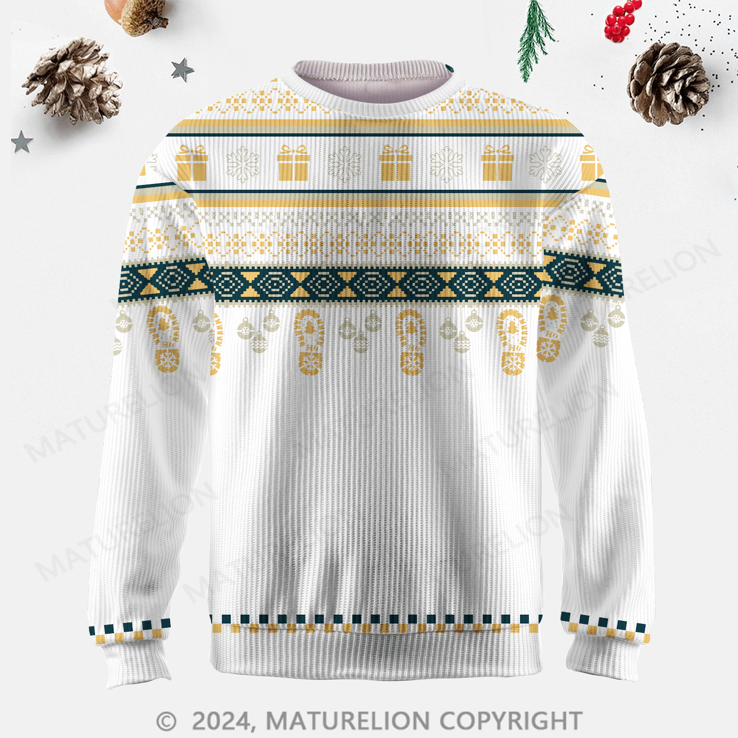 Maturelion Men's Sweater Autumn Color Block Fair Isle Sweater