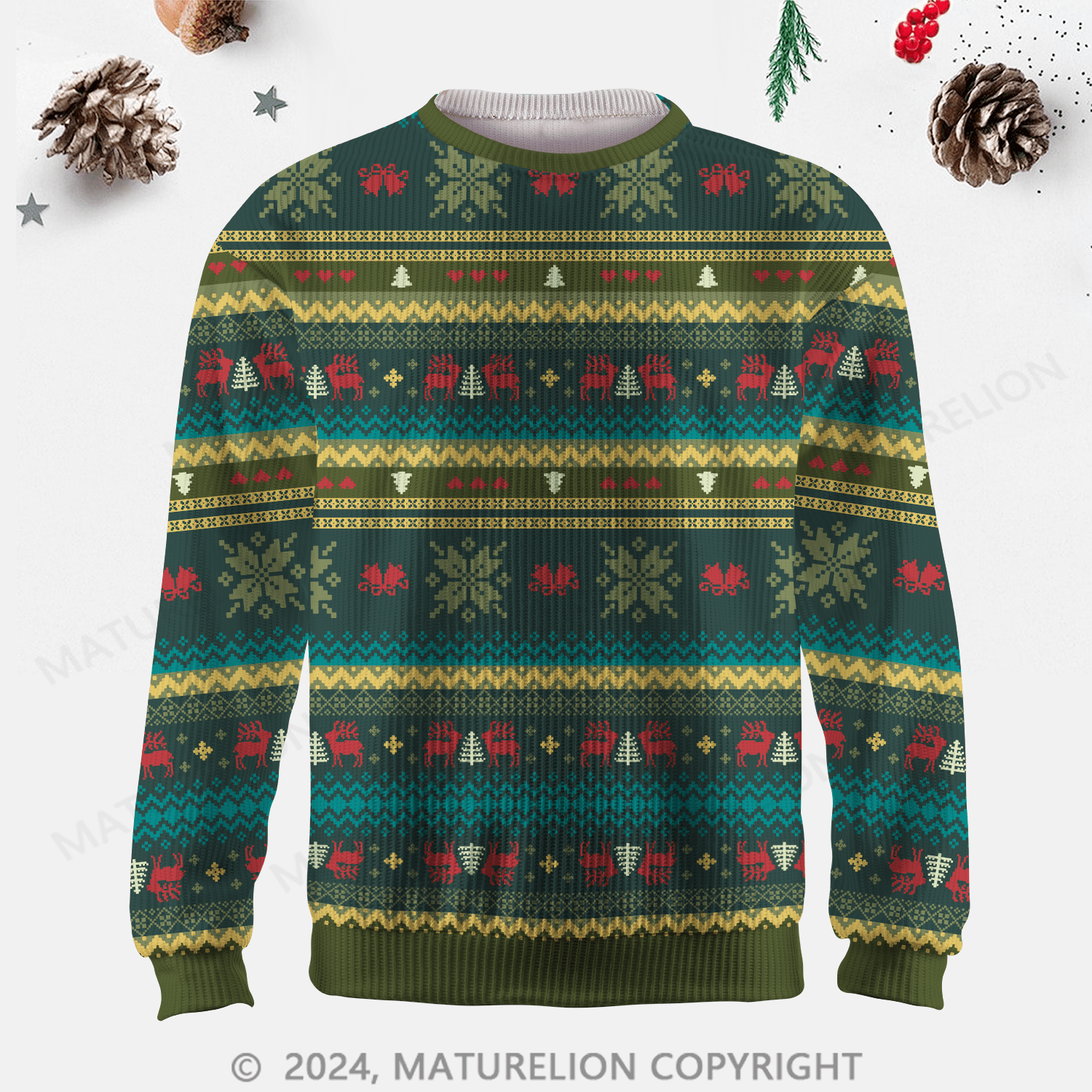 Maturelion Men's Sweater Vintage Nordic Fair Isle Sweater