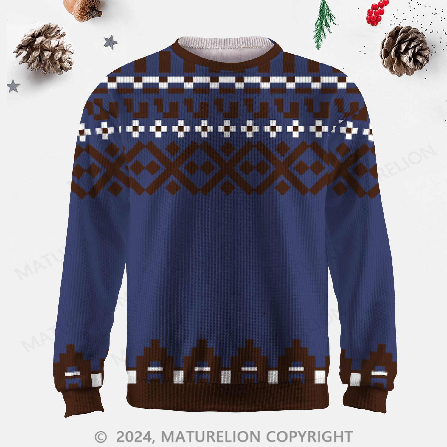 Maturelion Men's Sweater Heritage Knit Fair Isle Sweater