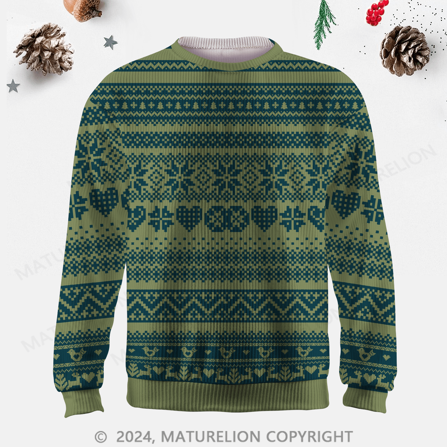 Maturelion Men's Sweater Elegant Winter Fair Isle Sweater