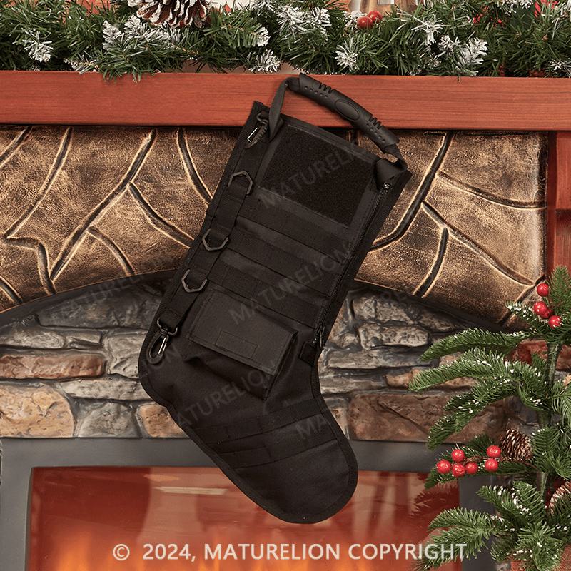 Maturelion Tactical Christmas Stocking, with Flag Patch MOLLE Webbing