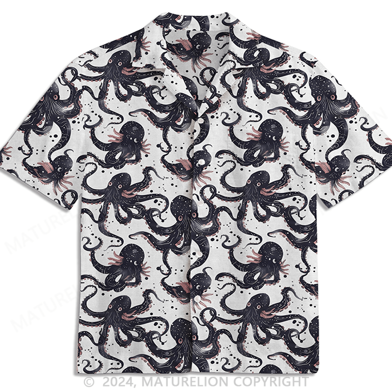 Maturelion Black Octopus Silhouette Hawaiian Shirt