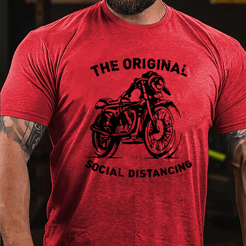 The Original Social Distancing Motorcycle Print Cotton T-shirt