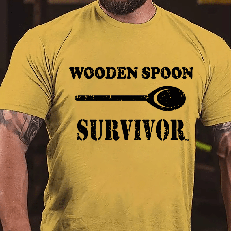 Wooden Spoon Survivor Funny Cotton T-shirt