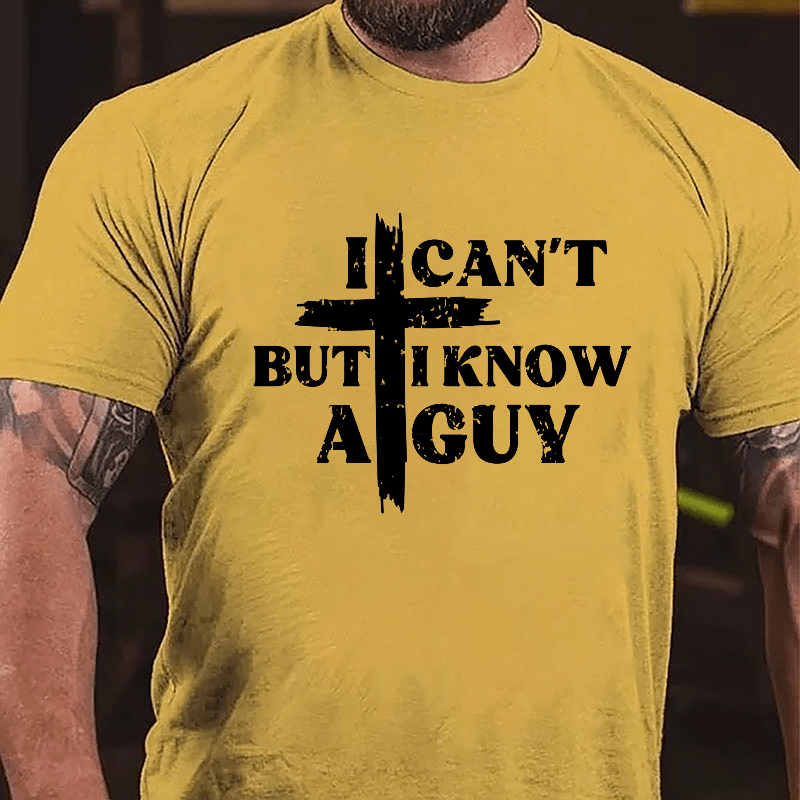 I Can't But I Know A Guy Cross Print Cotton T-shirt