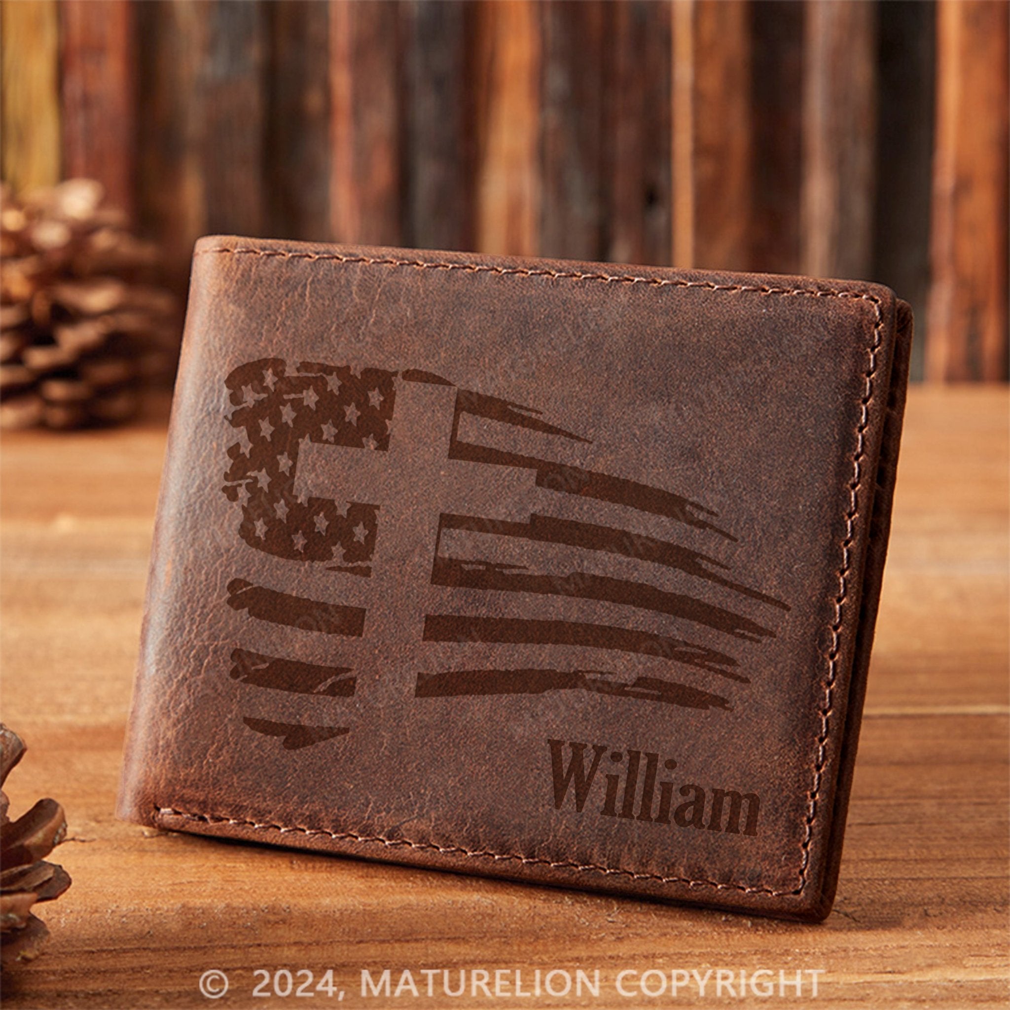 Maturelion Custom Leather Wallet Cool Christmas Gift for Men