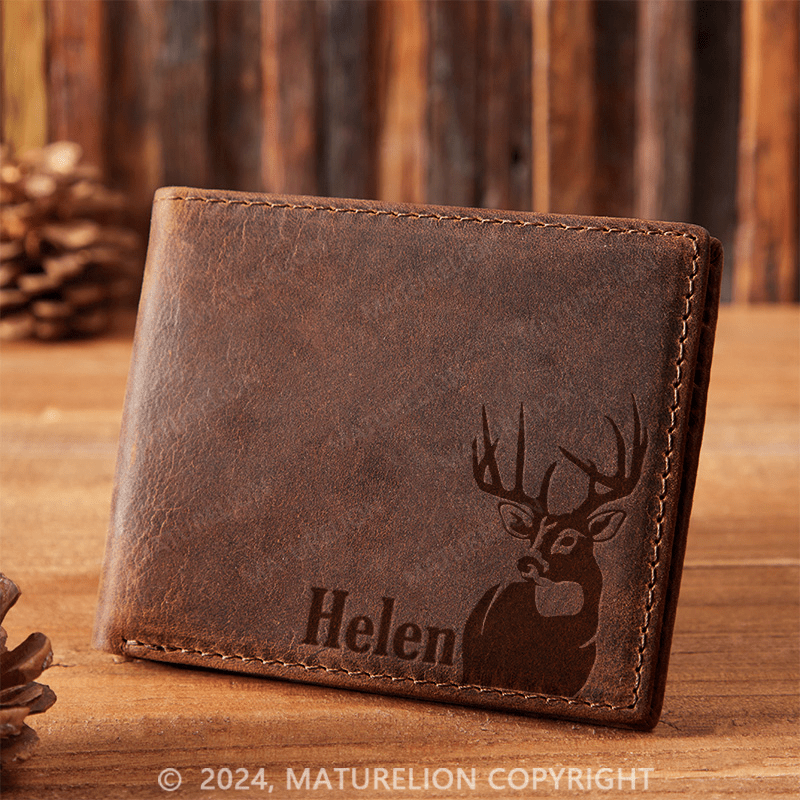 Maturelion Custom Leather Wallet with Quirky Print Christmas Gift for Men