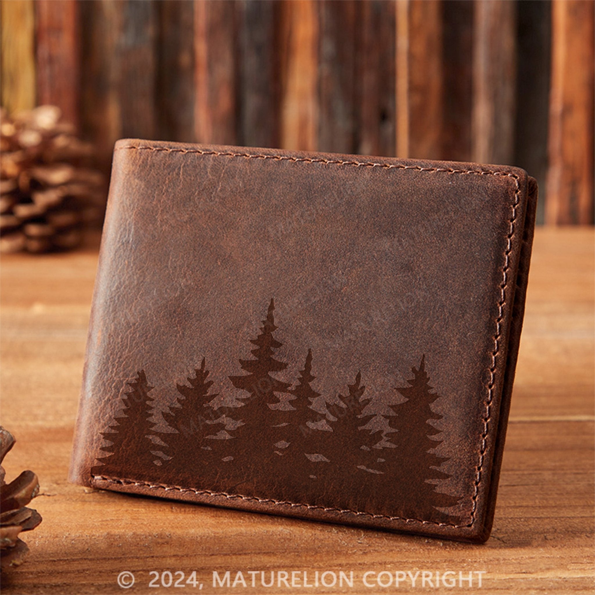 Maturelion Custom Leather Wallet with Fun Design Christmas Gift for Men