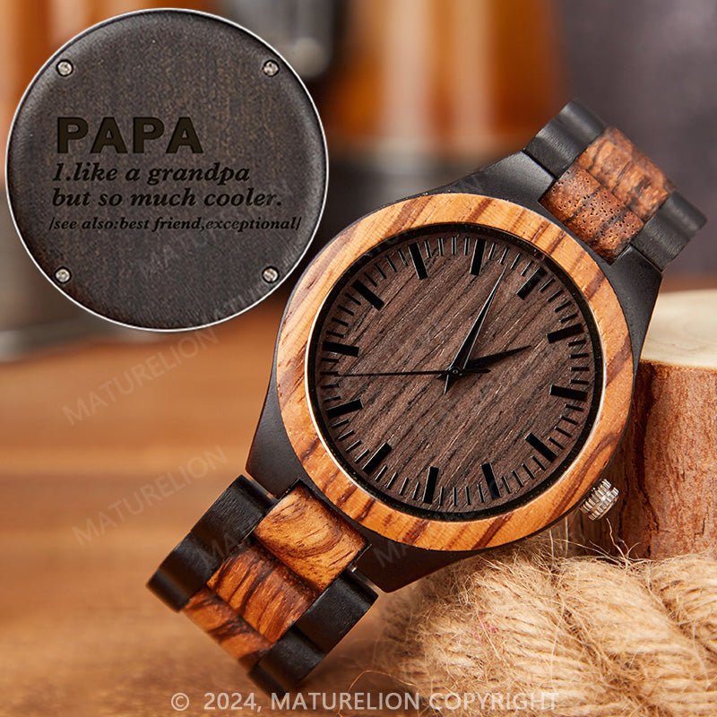 Maturelion Men's Custom Watches Analog Quartz Wooden Strap Watch Christmas Gift for Men