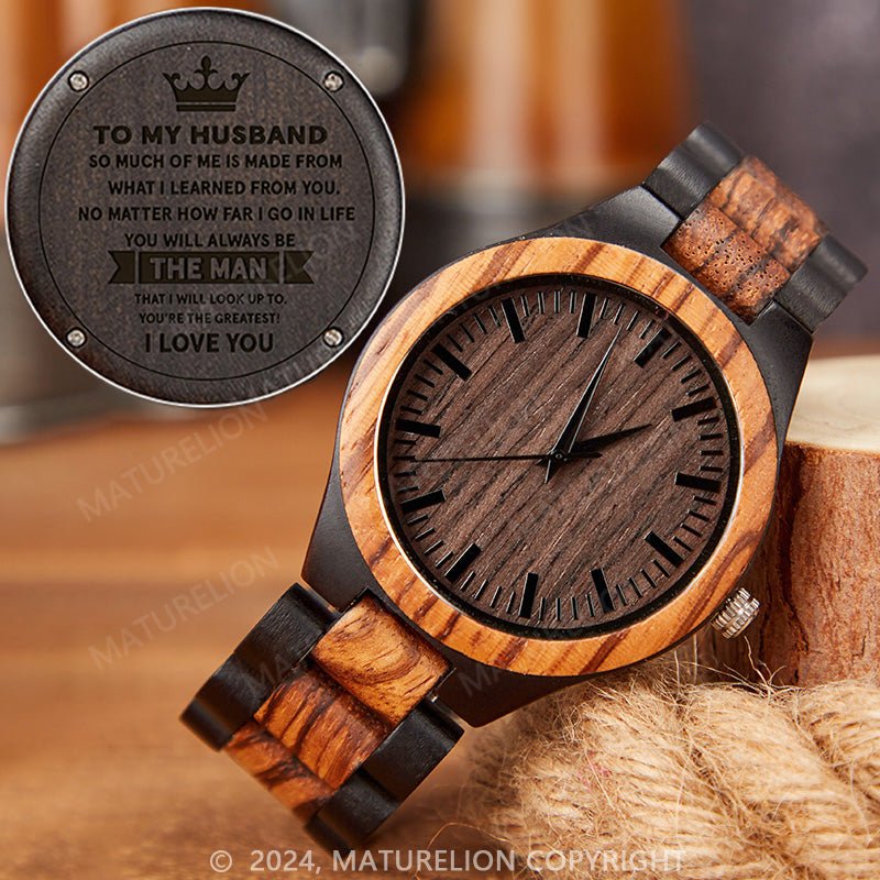 Maturelion Men's Custom Watches Analog Quartz Wooden Strap Watch Christmas Gift for Men