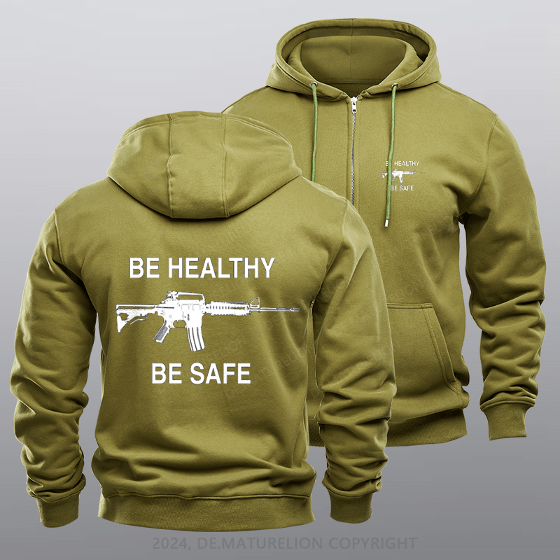 Maturelion Men's Hoodie Be Safe Be Healthy Zipper Hoodie