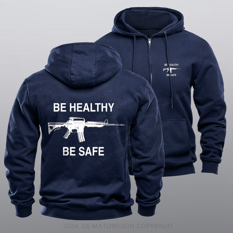 Maturelion Men's Hoodie Be Safe Be Healthy Zipper Hoodie