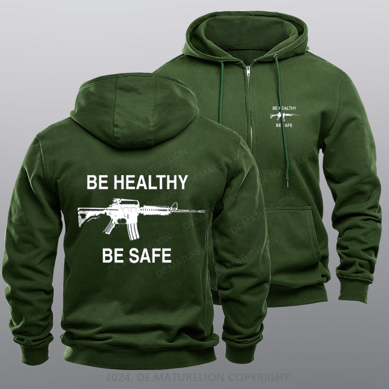 Maturelion Men's Hoodie Be Safe Be Healthy Zipper Hoodie