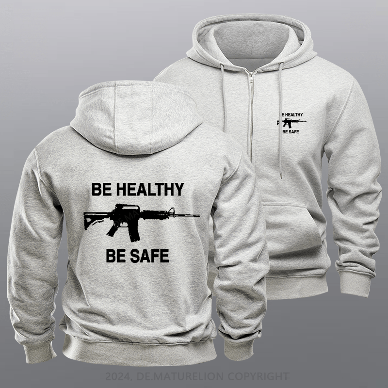 Maturelion Men's Hoodie Be Safe Be Healthy Zipper Hoodie