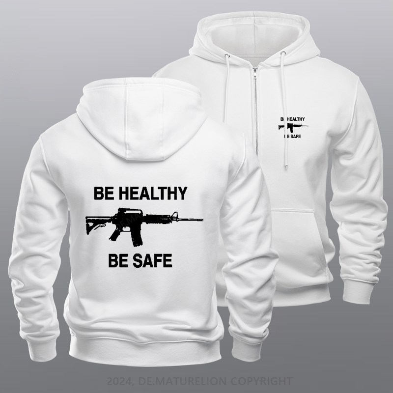 Maturelion Men's Hoodie Be Safe Be Healthy Zipper Hoodie