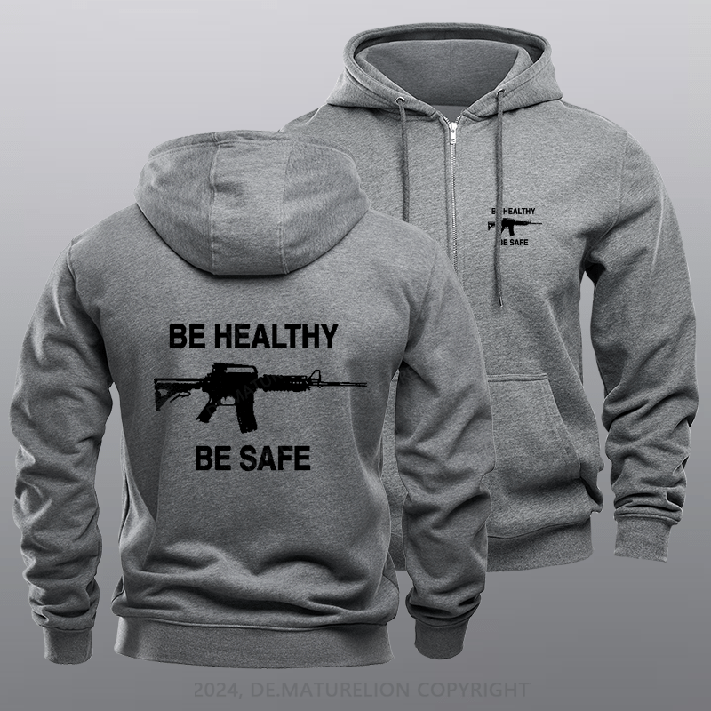 Maturelion Men's Hoodie Be Safe Be Healthy Zipper Hoodie