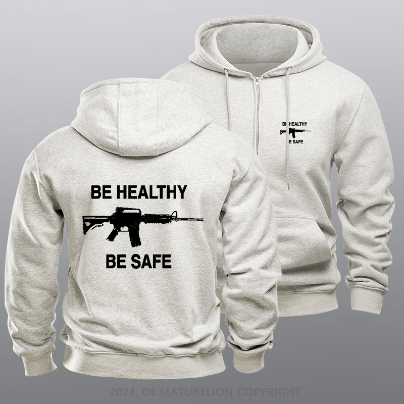 Maturelion Men's Hoodie Be Safe Be Healthy Zipper Hoodie