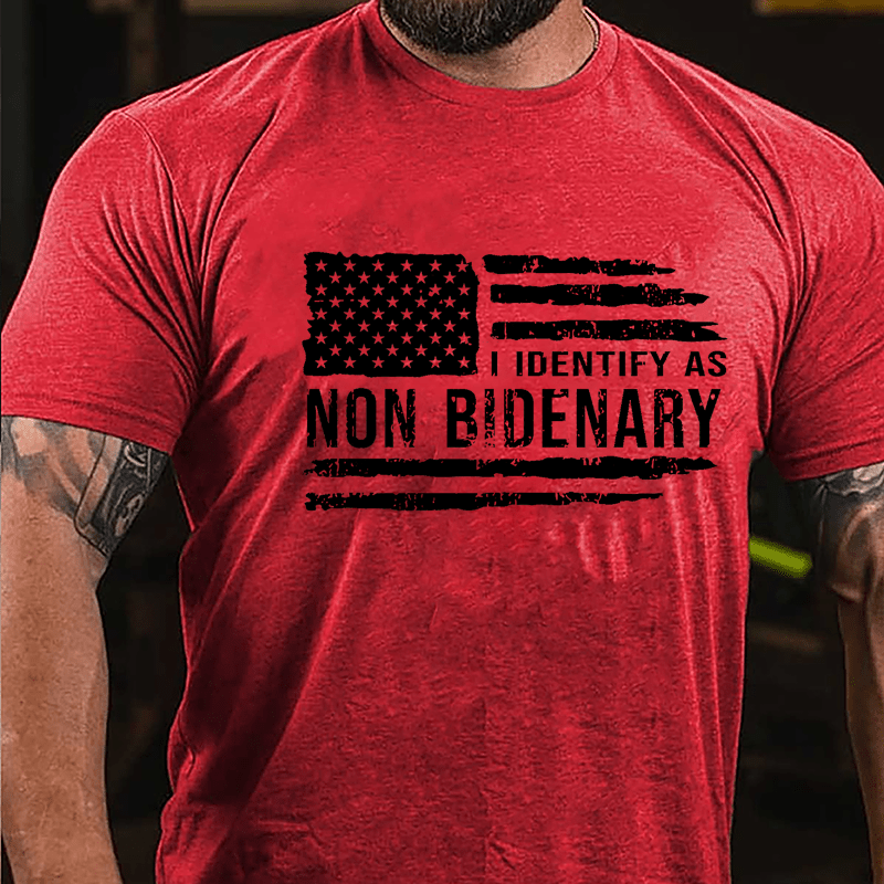 Men's I Identify As Non Bidenary Printed Cotton T-shirt