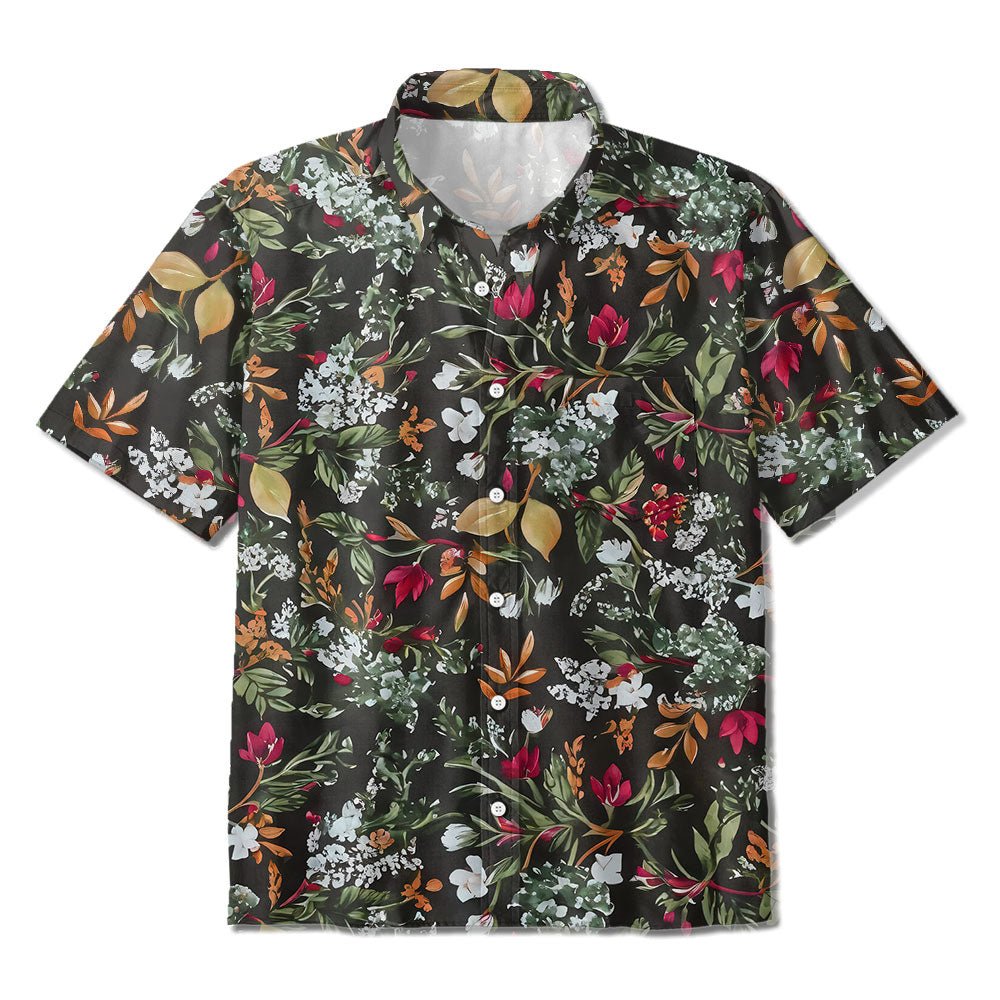 Maturelion Vintage Leaves Print Summer Print Hawaiian Shirt