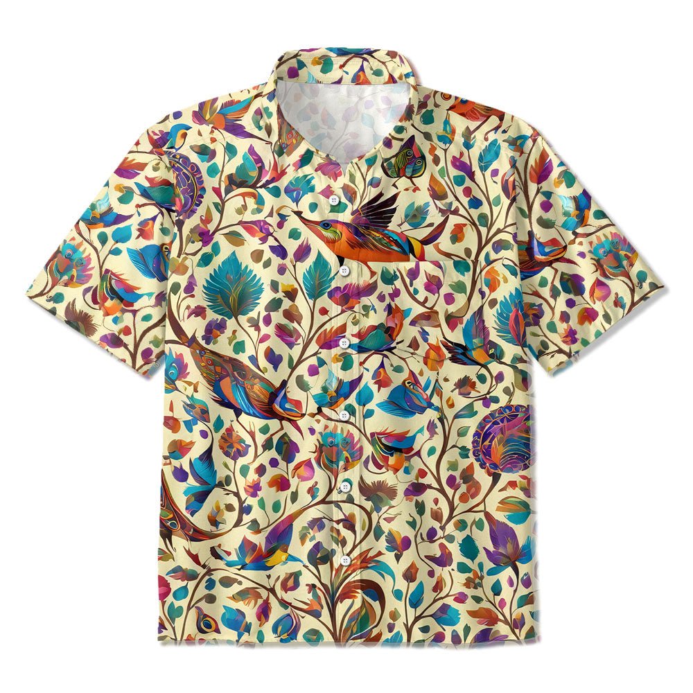 Maturelion Folk Bird Tree Art Print Hawaiian Shirt