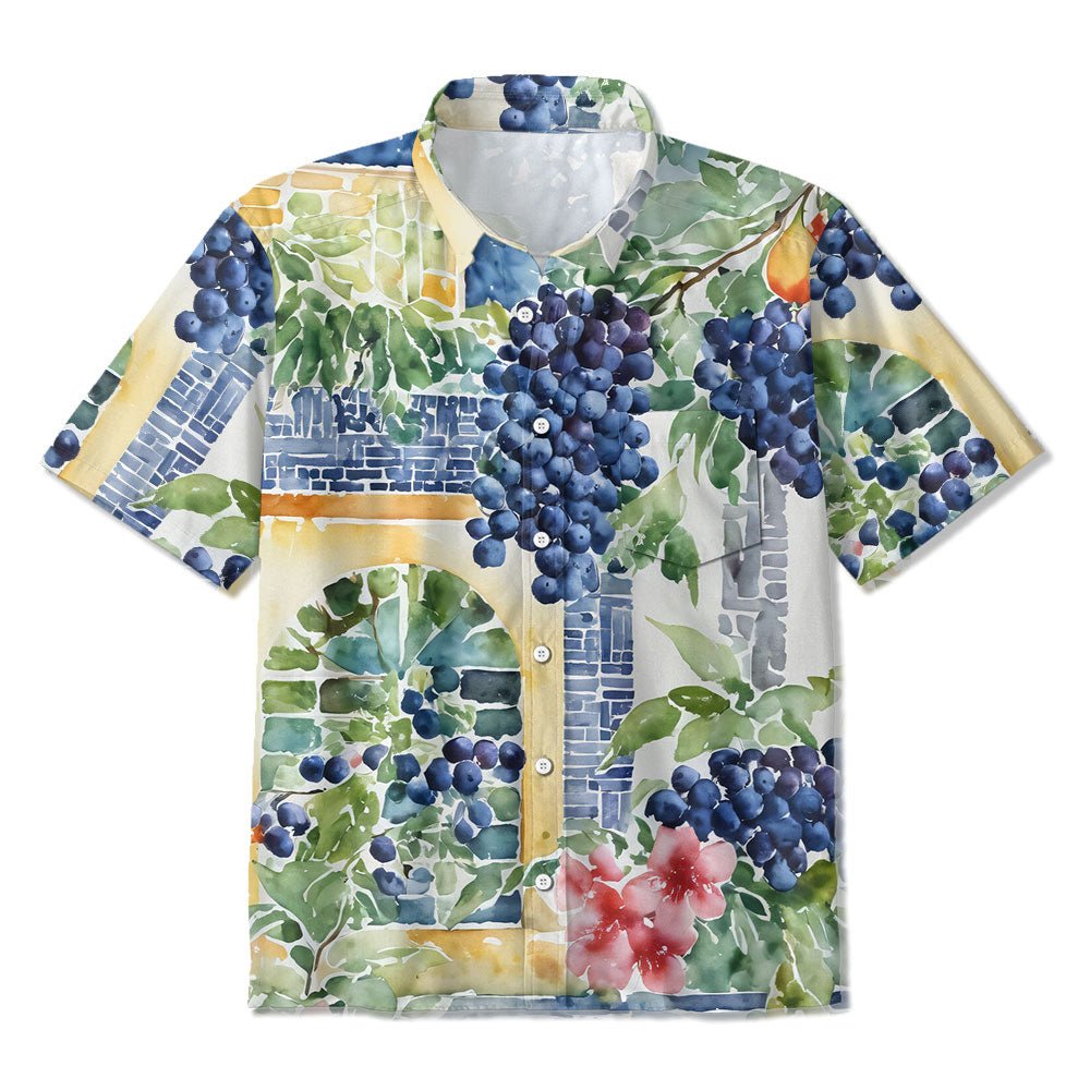 Maturelion Grape Vintage Watercolor Print Hawaiian Shirt