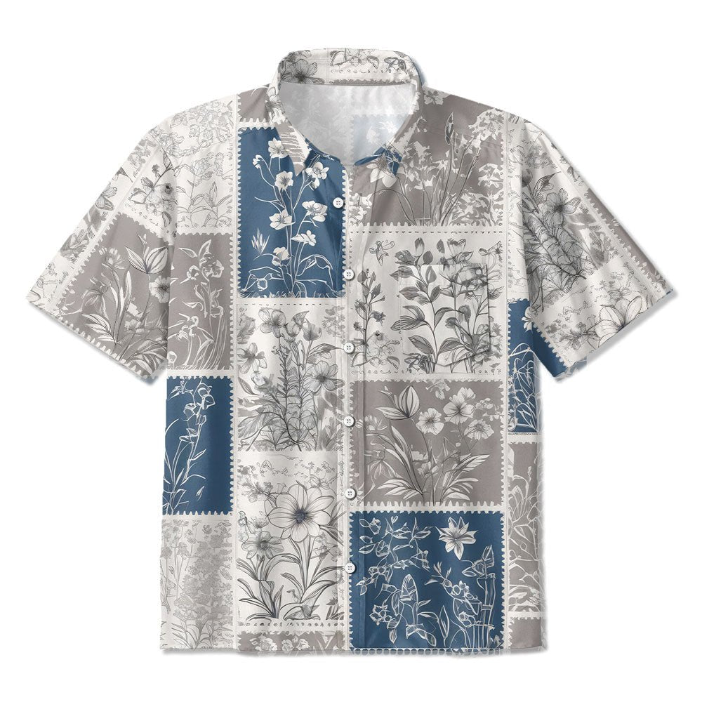 Maturelion Flower - blossom Design Casual Button Down Print Hawaiian Shirt