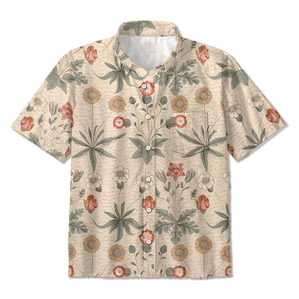 Maturelion William Morris Floral Botanical Mixed Print Print Hawaiian Shirt