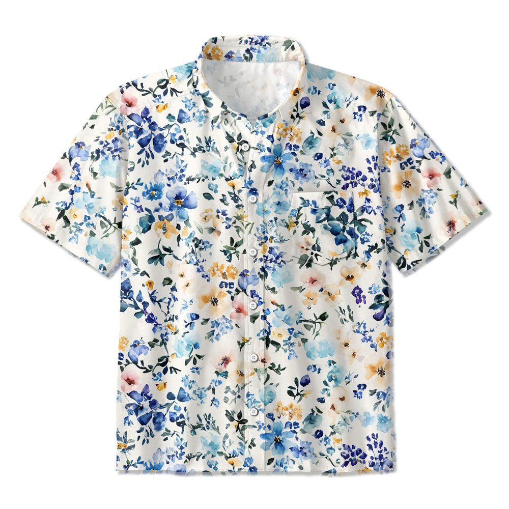 Maturelion Guys Allover Floral Print Hawaiian Shirt