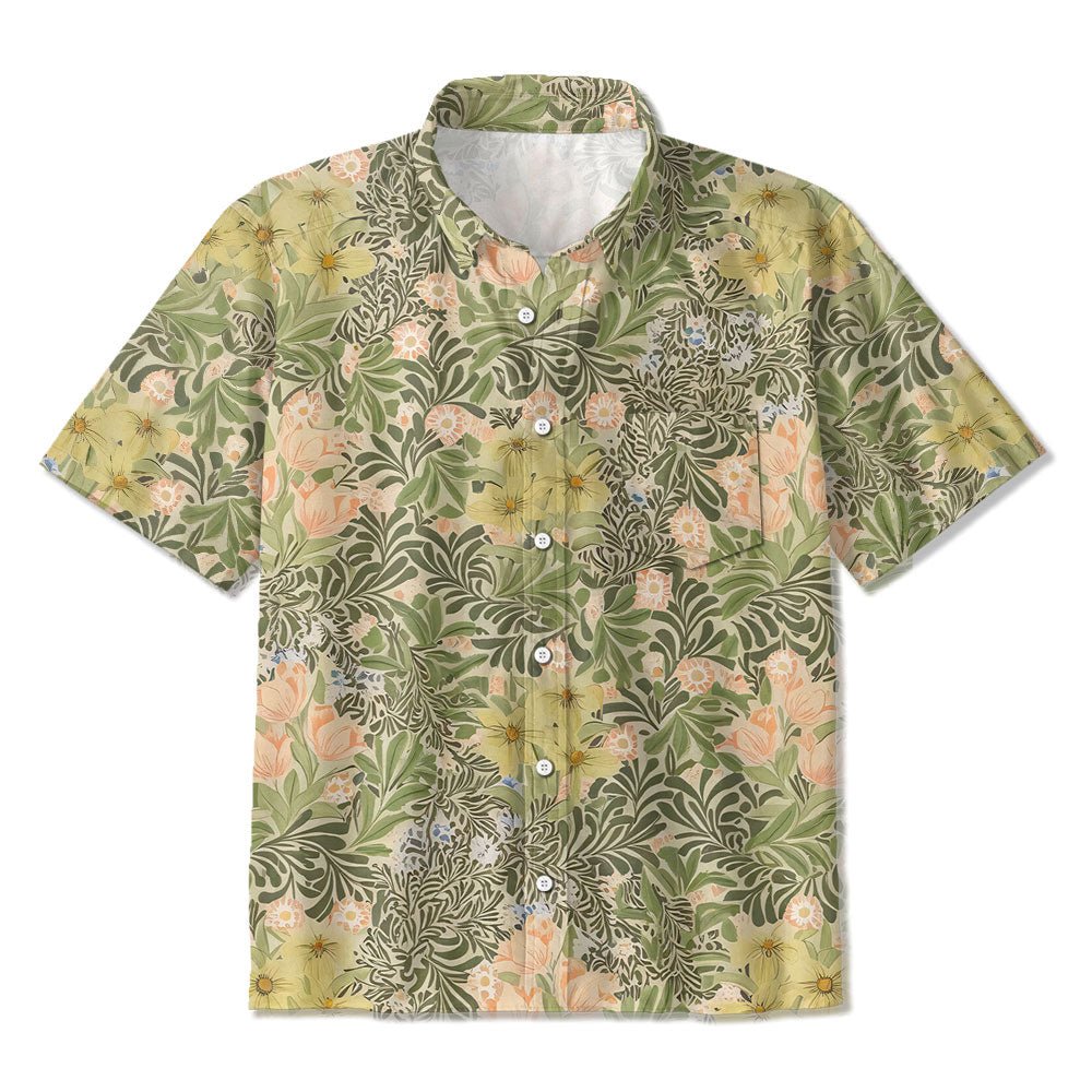 Maturelion Floral Botanical Mixed Print Print Hawaiian Shirt