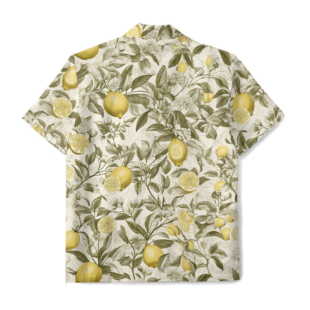 Maturelion Lemon Hawaiian Button Down Summer Beach  Print Hawaiian Shirt