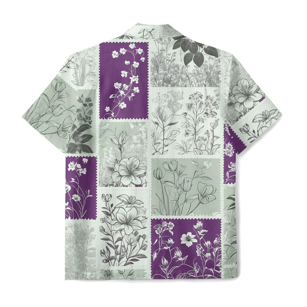 Maturelion Lavender Flower Casual Button Down Print Hawaiian Shirt